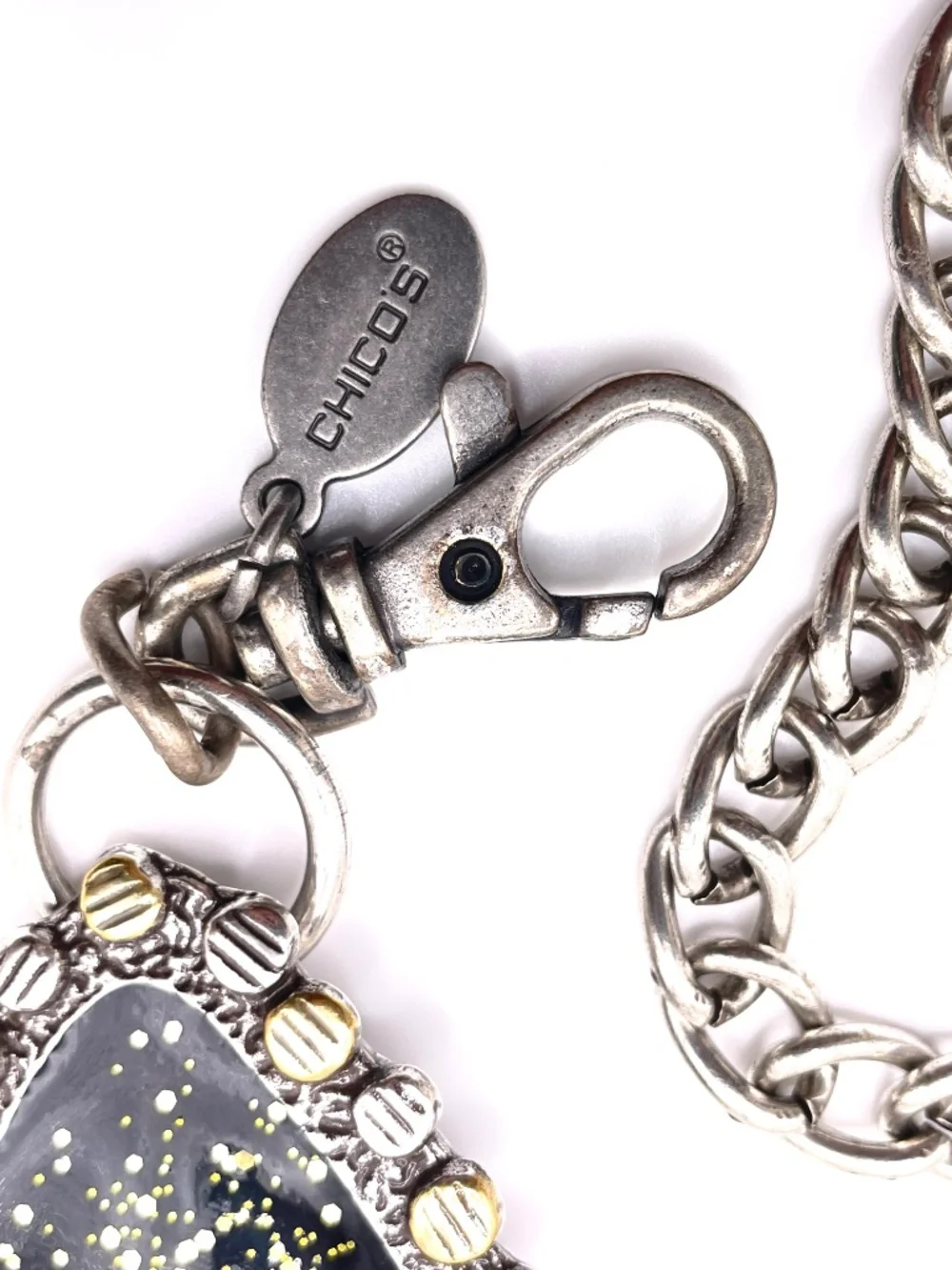 Vintage Y2K Signed Chico's Two Tone Bohemian Chain Link Belt  40